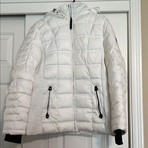 Nautica White Quilted Hooded Puffer Jacket